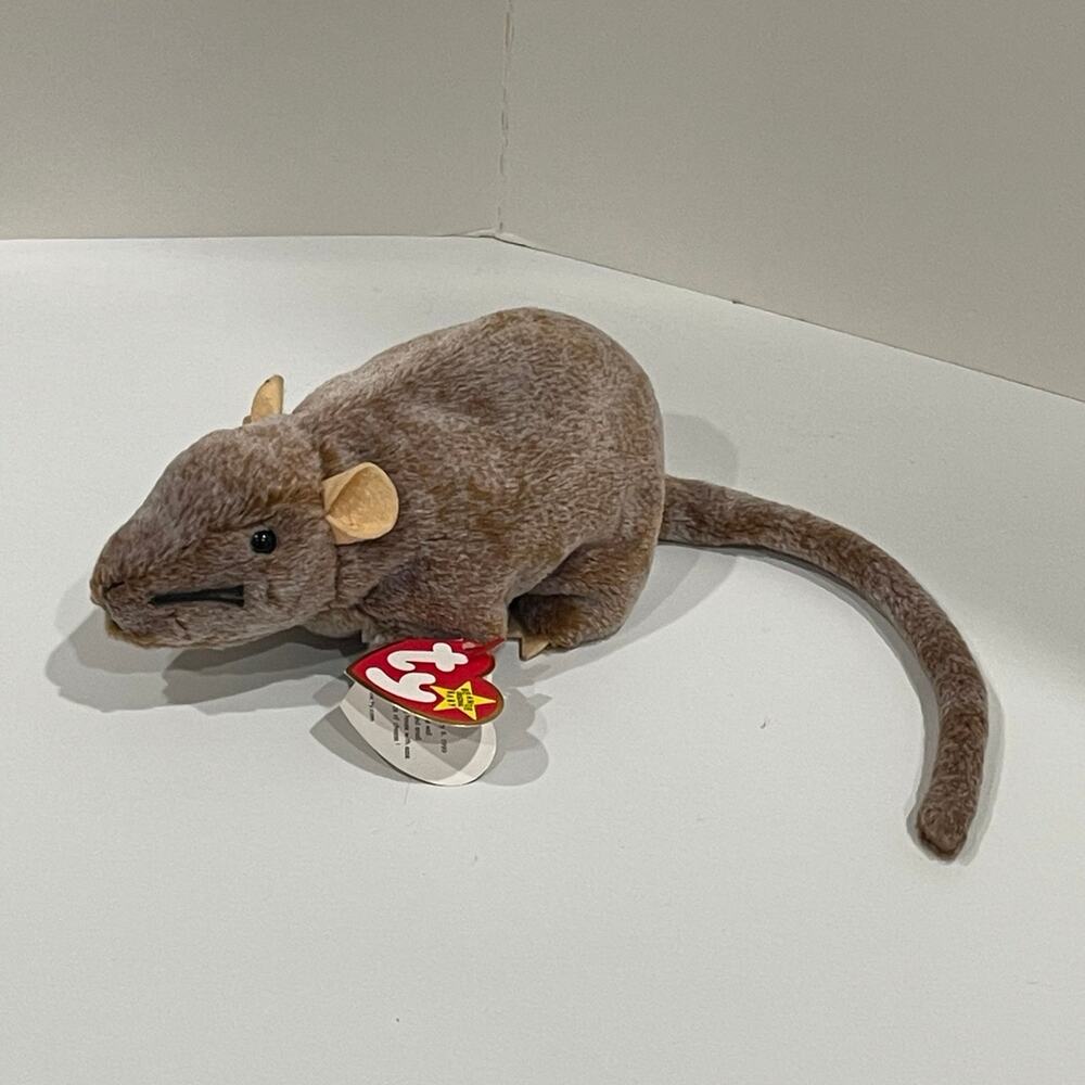 1999 TY BEANIE BABIES PLUSH BROWN RAT/MOUSE WITH TAG - Picture 2 of 5